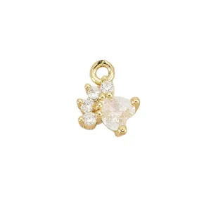 Gold plated zircon pet cat paw pendant charm for DIY jewelry making and accessories