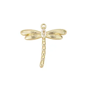 Gold plated zircon dragonfly pendant charm DIY jewelry accessory main product view