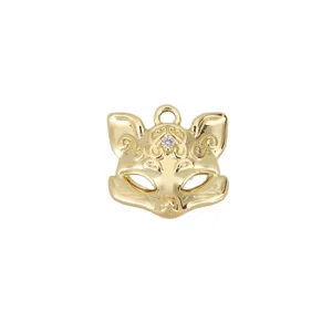 Gold Fox Mask Pendant Charm Cute Animal DIY Jewelry Accessory for Necklace Bracelet Crafting