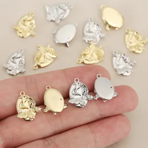 Copper Plated 18K Gold Geometric Relief Bow Pendant Rhinestone DIY Jewelry Accessories Charm For Necklace Earring Making