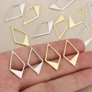 Colgante de metal con rombo hueco geométrico dorado y plateado para accesorios de joyería