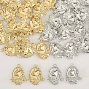 Gold silver plated brass butterfly charms with cubic zirconia for DIY jewelry making accessories