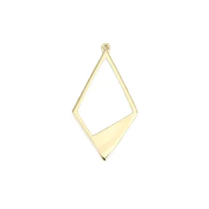 Colgante geométrico de rombo hueco chapado en oro accesorio de joyería DIY, dije minimalista.