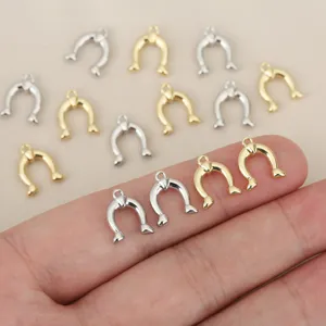 DIY horseshoe metal charms pendant 18k gold silver plated jewelry making accessories findings