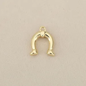 Glossy 18k gold plated U-shaped horseshoe pendant DIY jewelry making accessory lucky charm