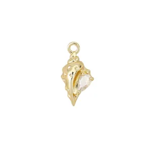 Gold Plated Conch Pendant with Zirconia Shell Charm DIY Jewelry Making Accessories Main