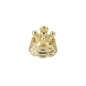 Gold crown pendant DIY jewelry accessory, vintage court style metal charm for crafting.