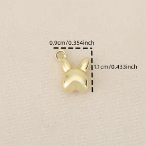 Gold plated cute rabbit head metal charm pendant diy jewelry accessory measuring 0.9x1.1cm
