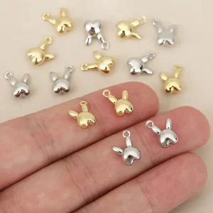 Cute 3D rabbit head metal charms for DIY jewelry making and crafting delicate cute mini pendants.