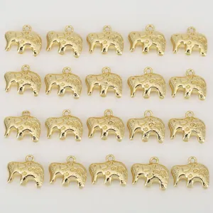 Gold plated elephant charms for DIY jewelry making, wholesale metal pendant findings set.