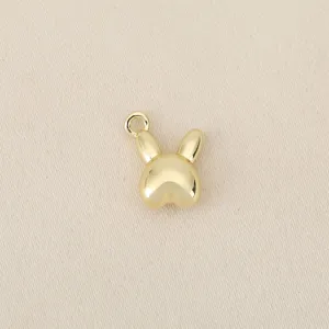 Charming 18k gold plated 3D rabbit head metal pendant charm for DIY jewelry making.