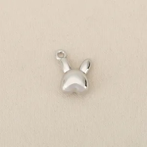 Cute 3D rabbit head metal pendant charm for DIY jewelry making, detailed cute animal accessory.