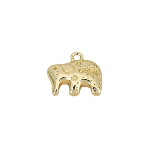 18k gold plated elephant pendant charm with auspicious pattern DIY jewelry accessories