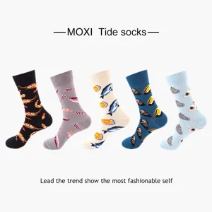 Unisex Food Series Printed Mid Tube Socks Cotton Blend Casual Fashion Trendy Long Socks For Daily Wear