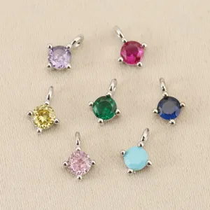 4mm geboortesteen zirkonia ronde bedel hanger voor DIY sieraden maken en accessoires.