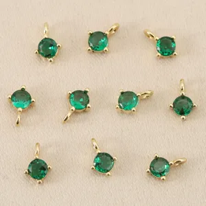 18k vergulde 4mm ronde groene zirkoon geboortesteen DIY hanger sieraden accessoires groothandel