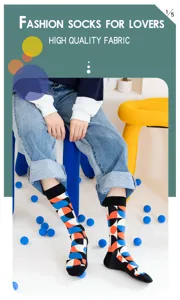 Chaussettes longues en coton à motif géométrique pour automne hiver, confortables.