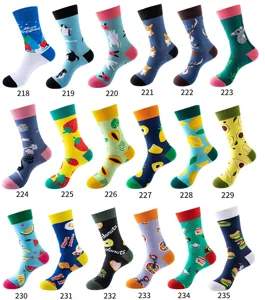 Chaussettes en coton colorées avec motifs d'animaux et fruits, chaussettes tendance.
