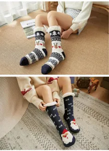Gemütliche gefütterte Winter Weihnachtssocken für Damen, dicke warme Kuschelsocken zuhause.