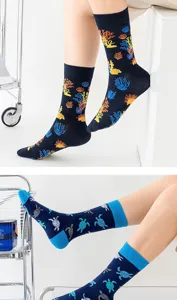 Trendige Socken mit Meeresmuster für Damen und Herren, bequeme Baumwollsocken im Herbst.