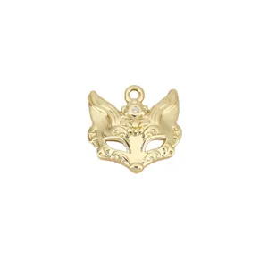 Gold Plated Fox Mask Pendant Cute Animal DIY Jewelry Accessory Fashion Charm Gift