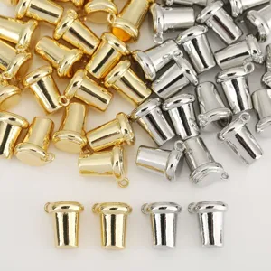 Gold and silver metal wine glass charms pendants DIY jewelry accessories details view.