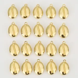 Copper 18K Gold Plated Coffee Bean Pendant Charm DIY Jewelry Accessories Minimalist Cute Small Hanging Piece Gift