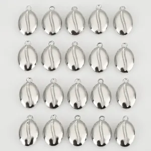 Silver coffee bean metal charms DIY jewelry pendants for handmade crafts and accessories.