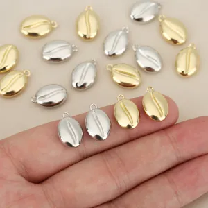 Gold silver coffee bean metal charms DIY jewelry pendant accessories for creative handmade crafting