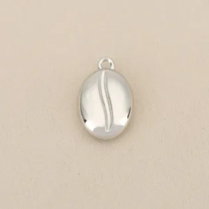 Silver coffee bean charm pendant DIY jewelry making component accessory for necklace bracelet