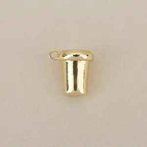 18k gold plated wine glass pendant charm for DIY jewelry making, stylish metal accessory.