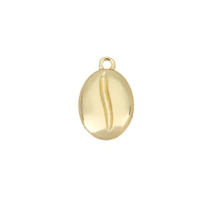 Gold coffee bean pendant 18k real gold plated brass charm diy jewelry making accessories