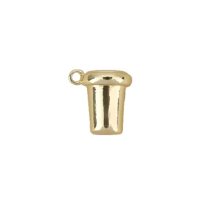 18K gold plated copper cup charm pendant DIY jewelry making accessories fashion design elegant style