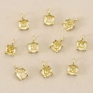 Vergoldete runde gelbe Zirkonia 4-Kralle Anhänger DIY Schmuck Zubehör für Accessoires