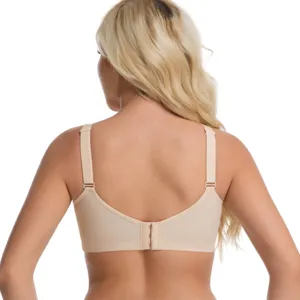 Women plus size seamless wired bra back closure breathable daily underwear beige color