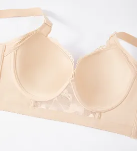 Plus size thin lace sexy women bra with supportive memory wire and comfortable lift design.