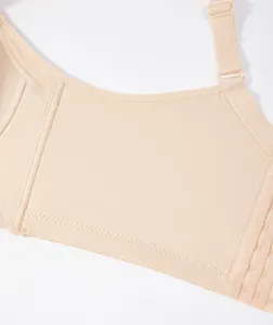 Close-up detail of women's nude plus-size bra side wing with adjustable straps and secure hooks.