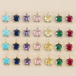 18K Vergoldetes Kupfer Rund Strass Anhänger Charms Für DIY Halskette Armband Schmuckherstellung Zubehör Damen Trendiger Schmuck