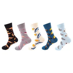 Unisex casual crew socks featuring trendy food and seafood print patterns for daily wear