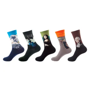 Vintage art painting crew socks 5-pack for men women classical masterwork cotton socks