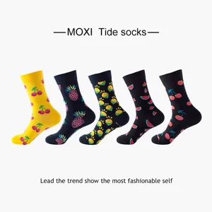 Chaussettes Mi Hautes en Coton Imprimé Motif de Fruits Unisexe Décontracté Mignon Respirant Confortable Doux Mode Quotidienne