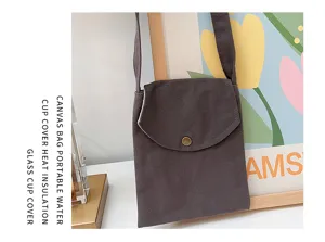 Einfache einfarbige Canvas-Umhängetasche, leichte vertikale kleine Schultertasche für Pendler.