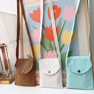 Minimalistische Umhängetasche aus Segeltuch, einfarbige kleine Handytasche für tägliches Pendeln.