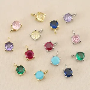 Runde Zirkonia vier Krappen Anhänger bunte DIY Schmuck Zubehör im Großhandel.