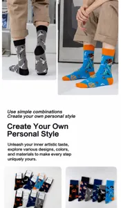 Modische Unisex Baumwoll-Mittel-Socken mit kreativen Kunstdrucken fur streetwear Alltag.