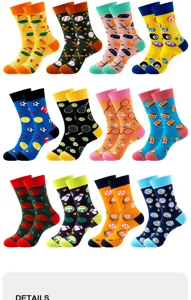 Colorful sports pattern mid-calf socks for men, cotton fashion athletic crew socks.