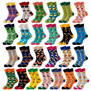 Unisex Trendige Baumwollmischung Socken Lustiges Essen Druck Burger Pizza Sushi Katze Muster Lässig Atmungsaktive Socken Mittlere Socken