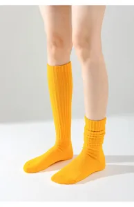 Gelbe Slouch-Socken Damen, Bonbonfarbene lange Röhrensocken, weiche warme Strumpfwaren