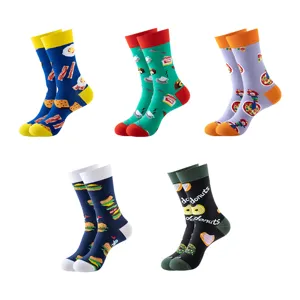 Unisex Novelty Crew Socks Μείγμα Βαμβακιού Πολύχρωμο Fun Food Cartoon Jacquard Street Trendy Casual Κάλτσες Μεσαίου Μήκους