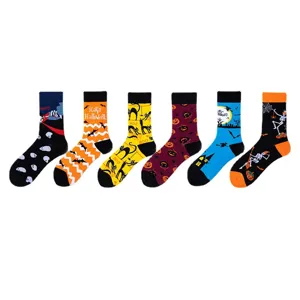 Halloween Socken Set lustige bunte Baumwolle Totenkopf Kürbis Fledermaus Socken Damen Herren